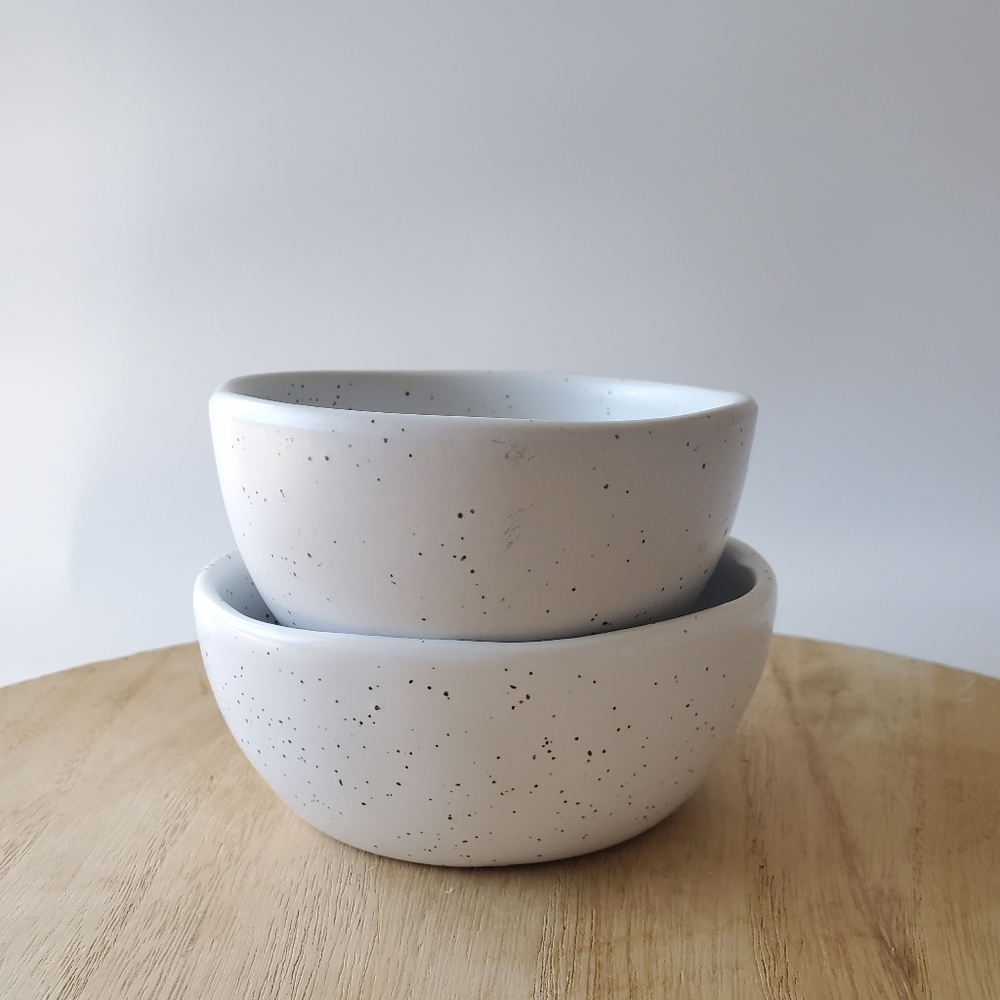NEW Threshold Minimalist Speckled Organic Shape Oval Round Small Dipping Bowls